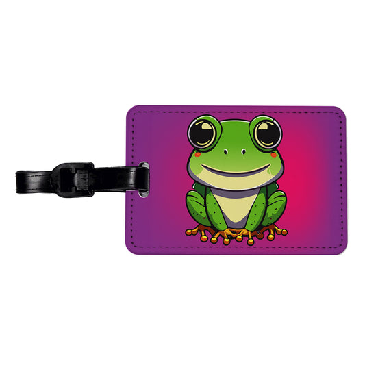 Frog Smiling Travel Faux Leather Luggage Tag