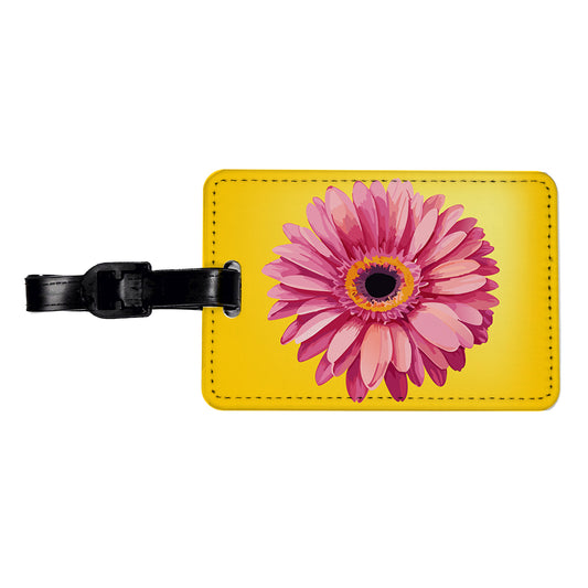 Gerbera Daisy Flower Pink Travel Faux Leather Luggage Tag