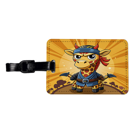 Giraffe Ninja Funny Travel Faux Leather Luggage Tag