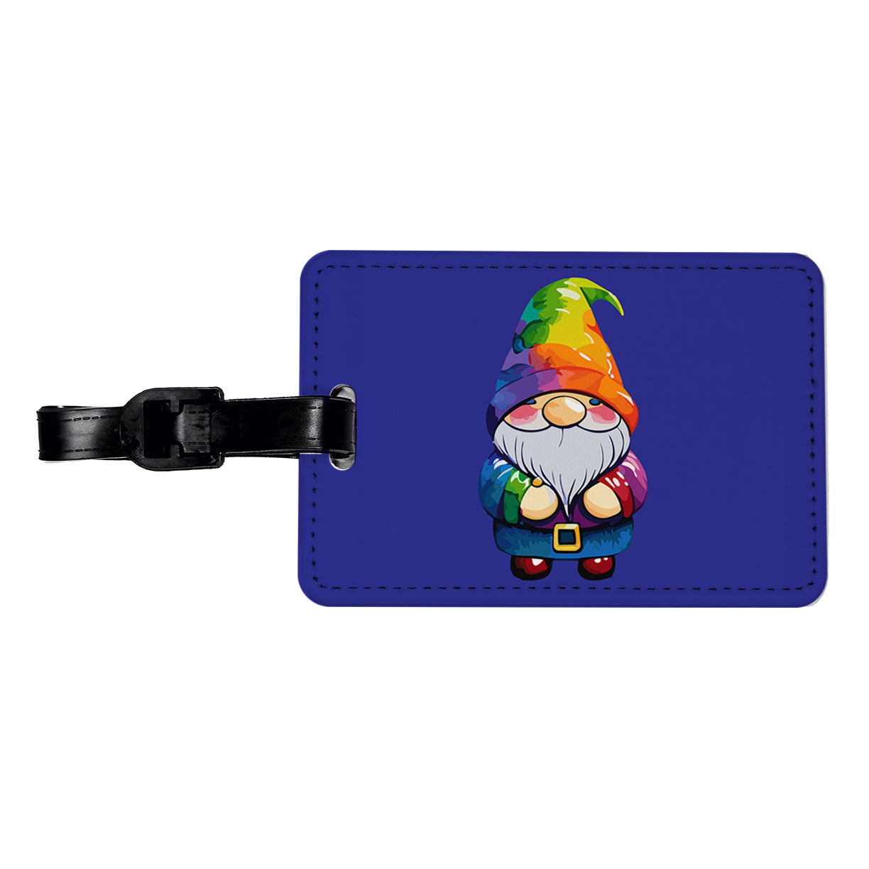 Gnome Standing Rainbow Travel Faux Leather Luggage Tag