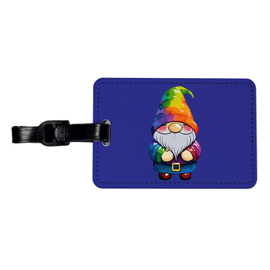 Gnome Standing Rainbow Travel Faux Leather Luggage Tag