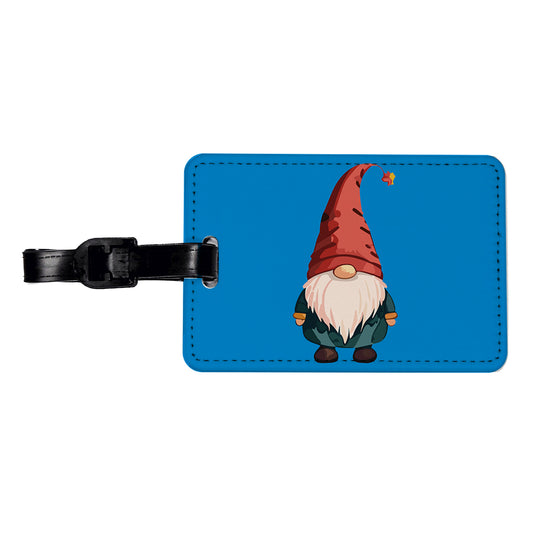 Gnome Standing Red Hat Travel Faux Leather Luggage Tag