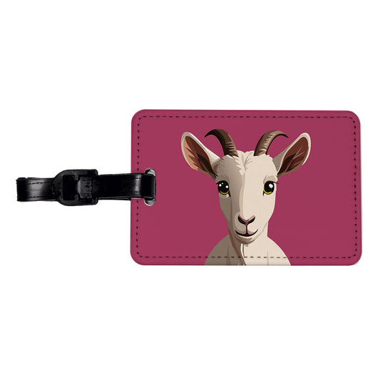 Goat Head Staring Cute Travel Faux Leather Luggage Tag
