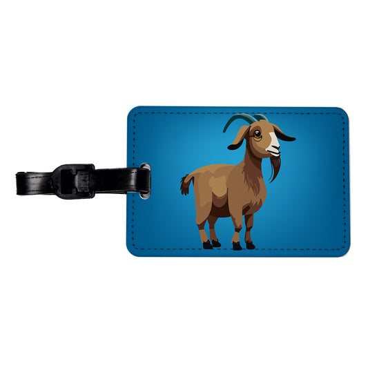 Goat Standing Cute Travel Faux Leather Luggage Tag