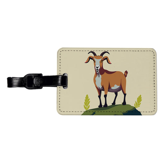 Goat Standing Travel Faux Leather Luggage Tag