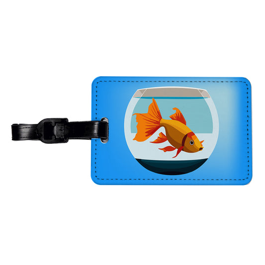 Goldfish in Bowl Pet Travel Faux Leather Luggage Tag