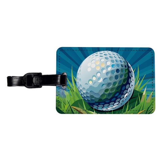 Golf Ball on Grass Sport Travel Faux Leather Luggage Tag