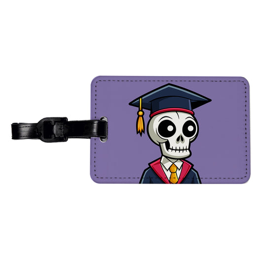 Graduate Skeleton Cute Graduation Travel Faux Leather Luggage Tag