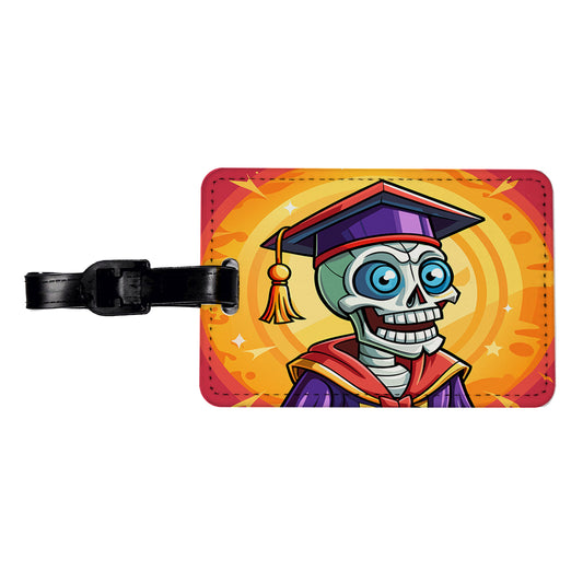 Graduate Skeleton Funny Graduation Travel Faux Leather Luggage Tag