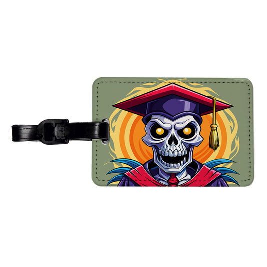 Graduate Skeleton Graduation Scary Travel Faux Leather Luggage Tag
