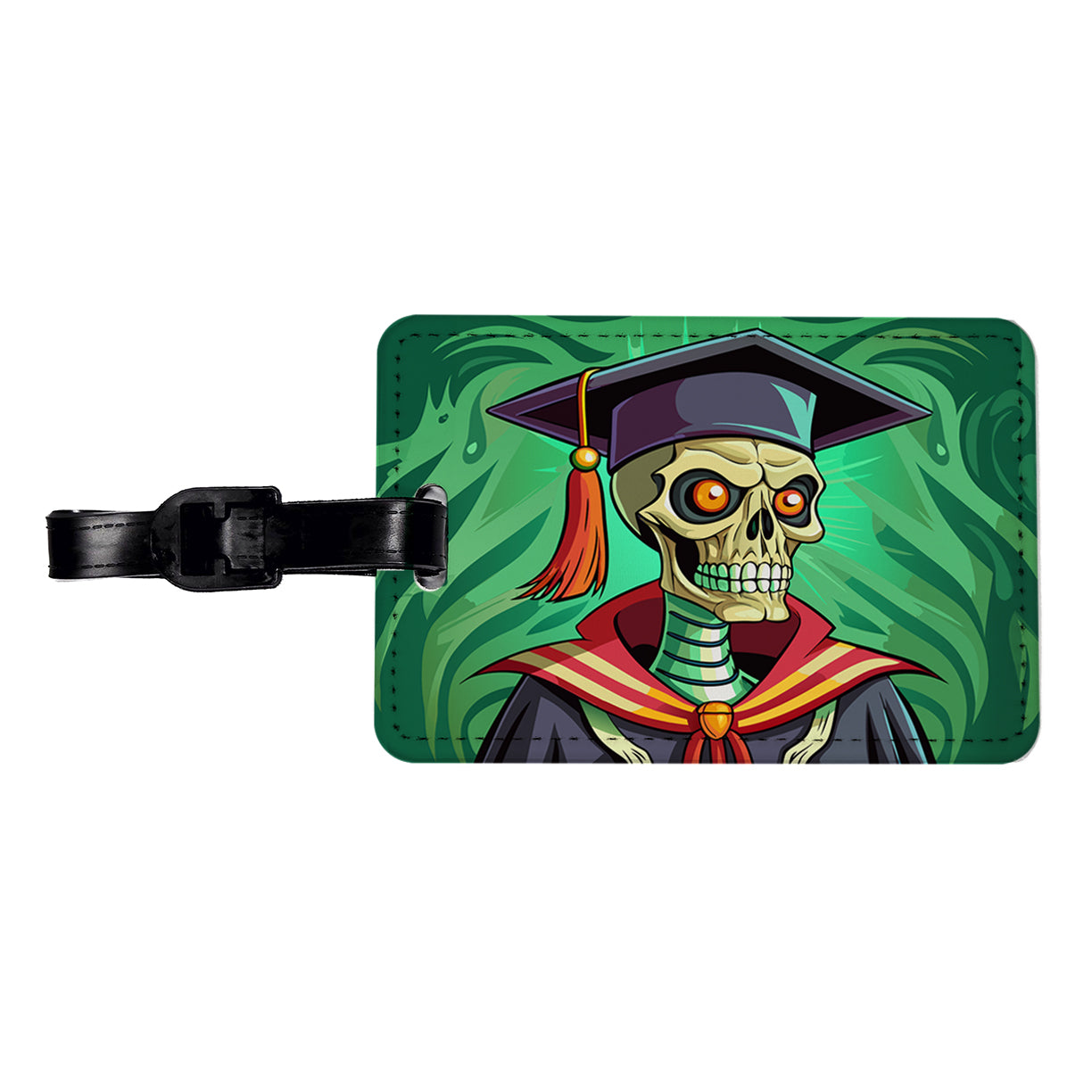 Graduate Skeleton Scary Graduation Travel Faux Leather Luggage Tag