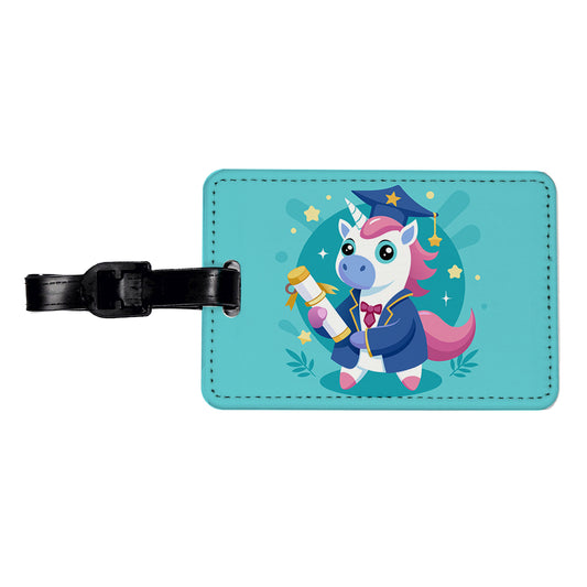 Graduate Unicorn Graduation Travel Faux Leather Luggage Tag