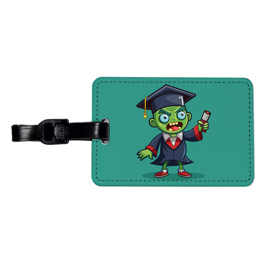 Graduate Zombie Graduation Cartoon Travel Faux Leather Luggage Tag