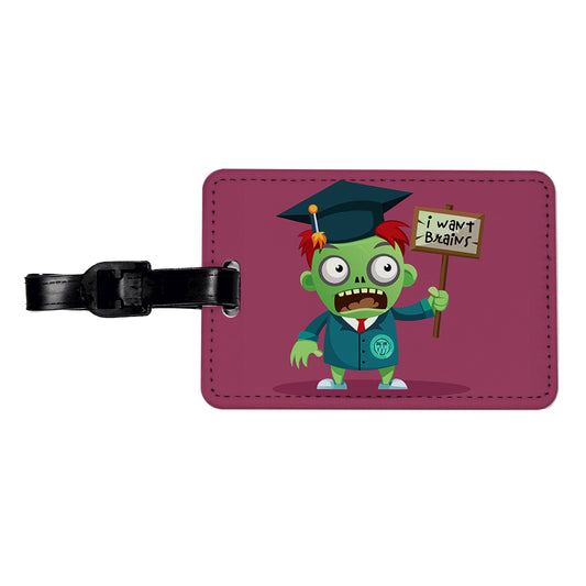 Graduate Zombie Graduation I Want Your Brains Travel Faux Leather Luggage Tag