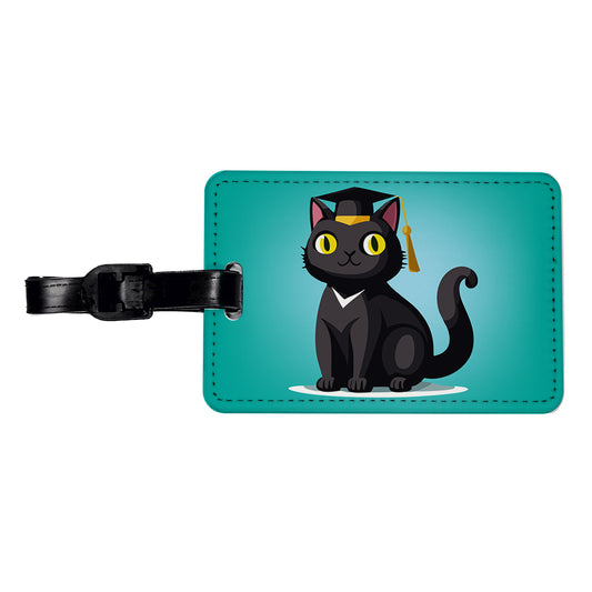 Graduation Cat Cute Graduate Travel Faux Leather Luggage Tag