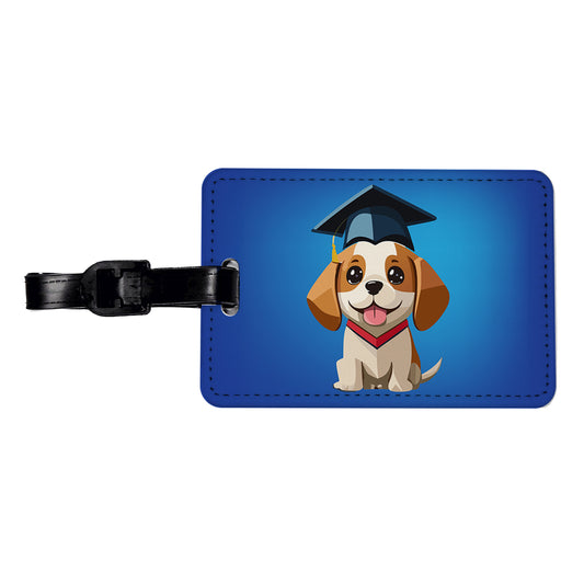 Graduation Dog Graduate Cute Travel Faux Leather Luggage Tag
