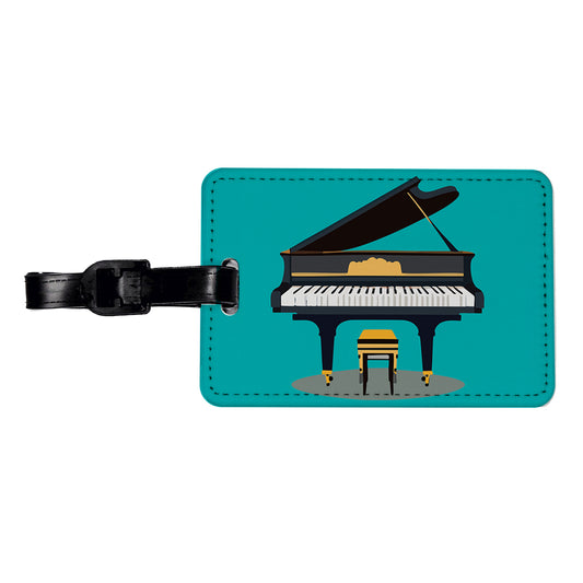Grand Piano Music Musician Travel Faux Leather Luggage Tag