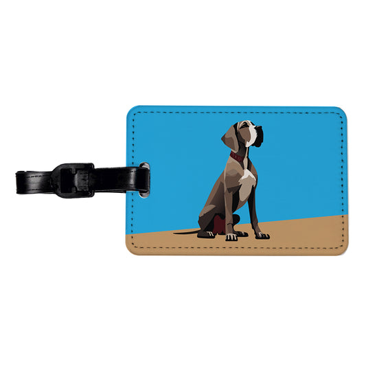 Great Dane Dog Sitting Travel Faux Leather Luggage Tag