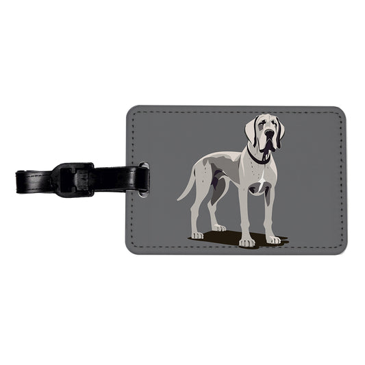 Great Dane Dog Standing Travel Faux Leather Luggage Tag