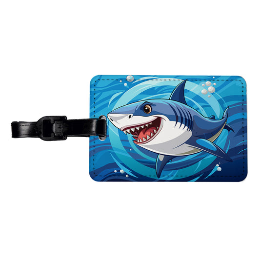 Great White Shark in Ocean Travel Faux Leather Luggage Tag