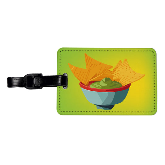 Guacamole and Tortilla Chips Travel Faux Leather Luggage Tag