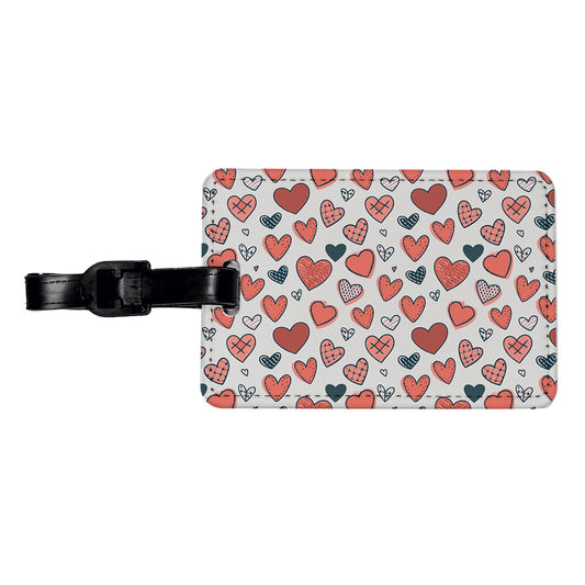 Hearts Cottage Core Valentines Day Anniversary Love Wedding Travel Faux Leather Luggage Tag