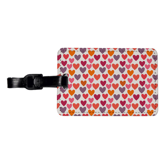 Hearts Purple Pink Orange Valentines Day Anniversary Love Travel Faux Leather Luggage Tag