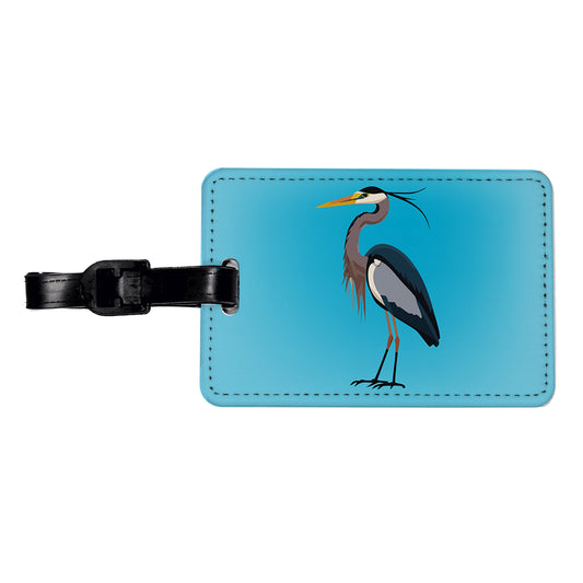 Heron Egret Bird Travel Faux Leather Luggage Tag