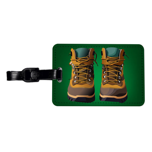 Hiking Boots Hiker Travel Faux Leather Luggage Tag