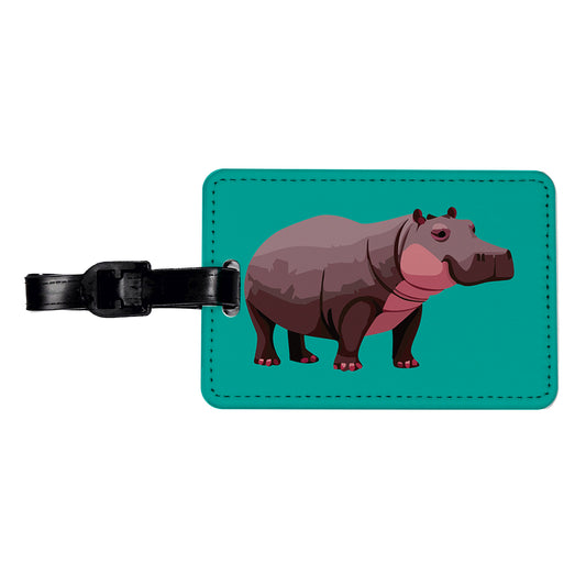 Hippopotamus Standing Travel Faux Leather Luggage Tag