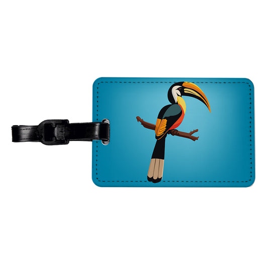 Hornbill Bird on Branch Travel Faux Leather Luggage Tag