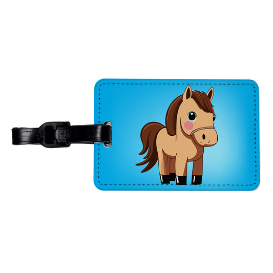 Horse Chibi Cute Standing Travel Faux Leather Luggage Tag
