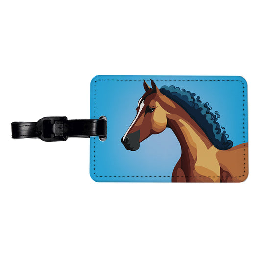 Horse Head Portrait Travel Faux Leather Luggage Tag