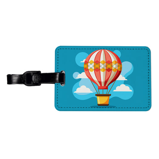 Hot Air Balloon in Sky Travel Faux Leather Luggage Tag