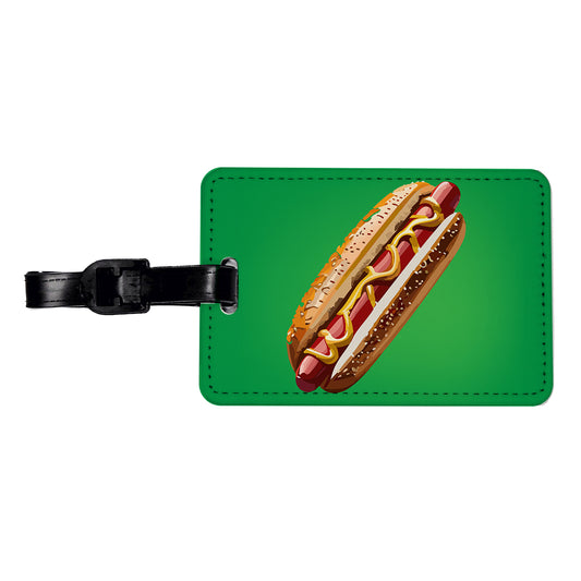 Hotdog Hot Dog Bun Mustard Travel Faux Leather Luggage Tag