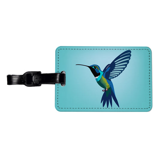 Hummingbird Blue Travel Faux Leather Luggage Tag