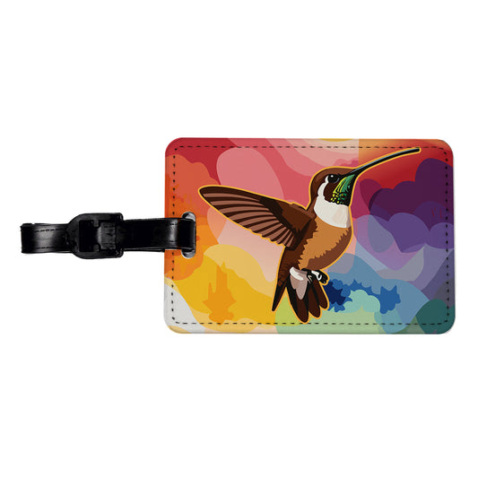 Hummingbird Brown Travel Faux Leather Luggage Tag