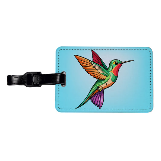 Hummingbird Colorful Travel Faux Leather Luggage Tag