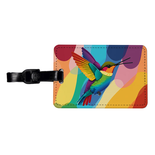 Hummingbird Rainbow Travel Faux Leather Luggage Tag