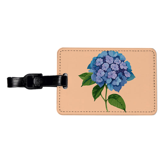 Hydrangea Flower Blue Travel Faux Leather Luggage Tag