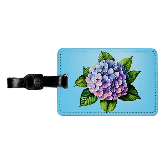Hydrangea Flower Watercolor Travel Faux Leather Luggage Tag