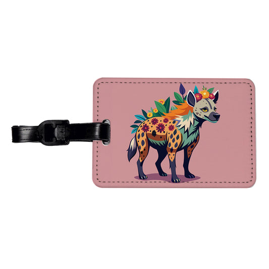 Hyena Floral Flowers Travel Faux Leather Luggage Tag