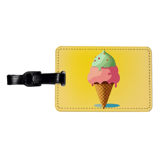 Ice Cream Cone Two Scoops Travel Faux Leather Luggage Tag