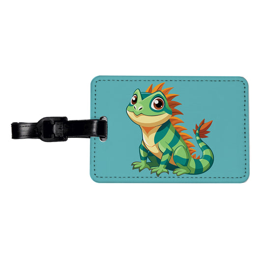 Iguana Lizard Cute Travel Faux Leather Luggage Tag