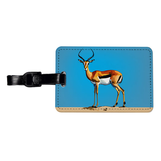 Impala Watercolor Africa Animal Travel Faux Leather Luggage Tag