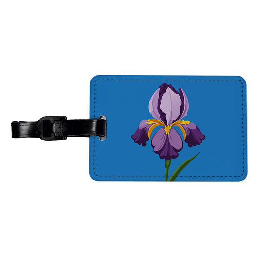 Iris Bearded Purple Flower Travel Faux Leather Luggage Tag
