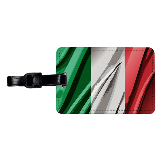 Italy Italian Flag Waving Travel Faux Leather Luggage Tag