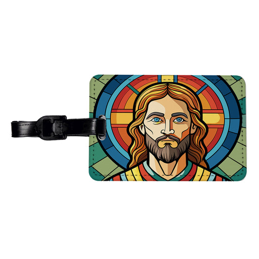 Jesus Stained Glass Christian Religious Catholic Travel Faux Leather Luggage Tag