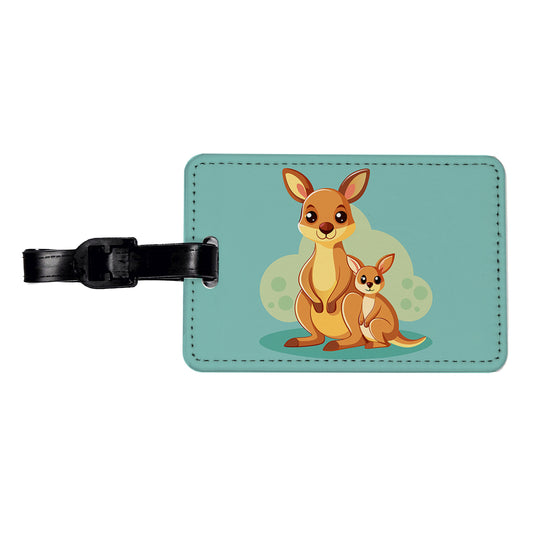 Kangaroo Mom and Baby Travel Faux Leather Luggage Tag
