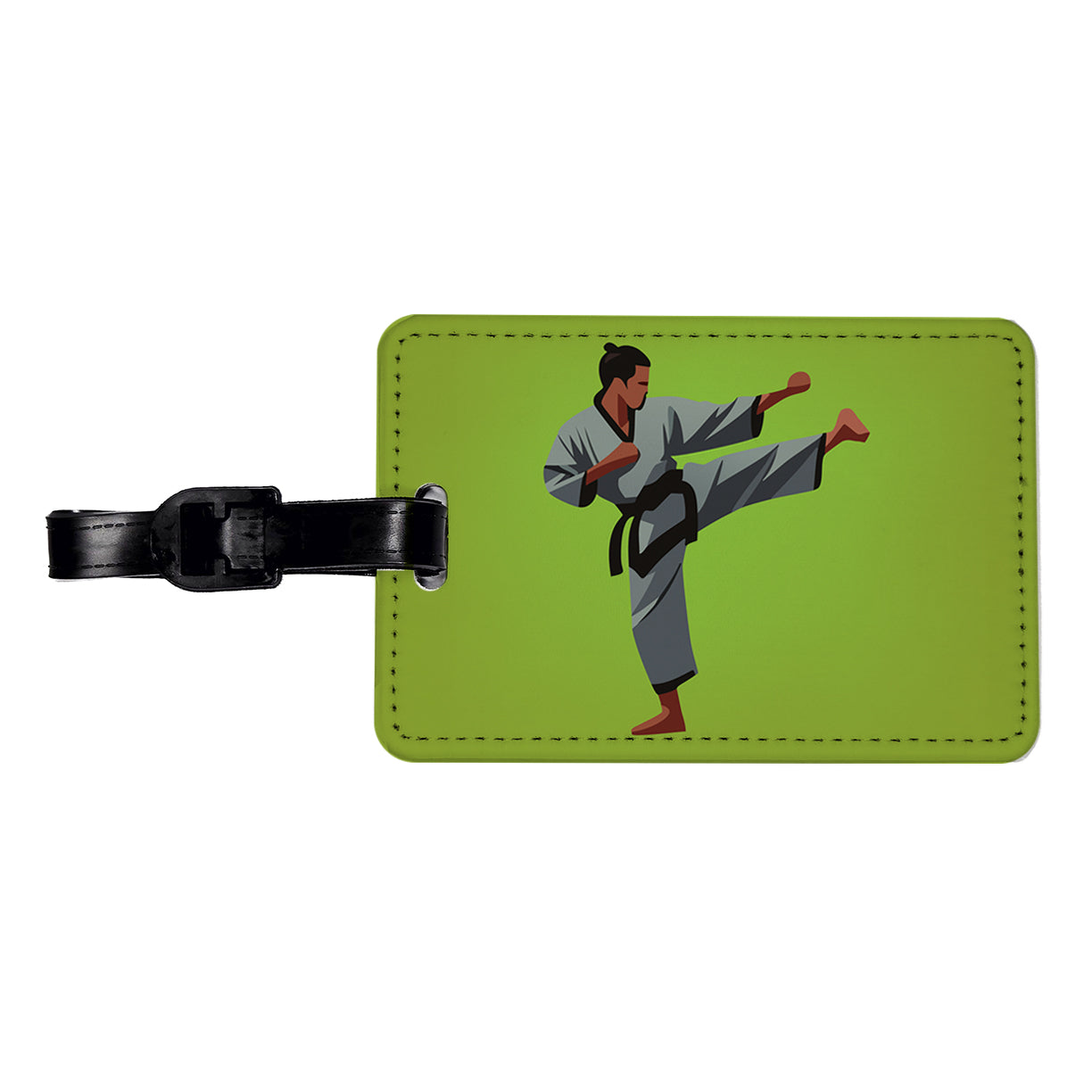Karate Man Kick Travel Faux Leather Luggage Tag